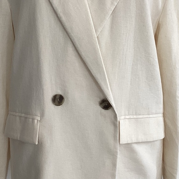 Old Navy Crème de la Crème oversized double breasted soft linen blend blazer M - Picture 3 of 13